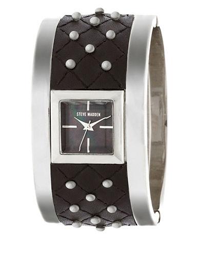 Steve Madden Studded Quilted Leather Bangle Watch