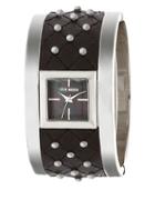 Steve Madden Studded Quilted Leather Bangle Watch