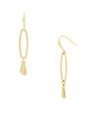 H Halston Druzy Links Hoop Drop Earrings