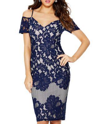 Quiz Cold-shoulder Lace Sheath Dress