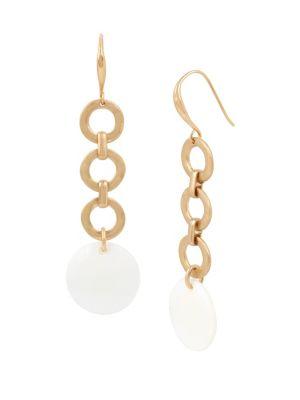 Lord Taylor Moonrise Blue Mother-of-pearl And Crystal Link Linear Drop Earrings