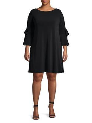 Gabby Skye Plus Ruffled Bow-sleeve Dress