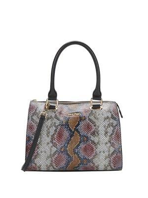 Calvin Klein Snake-look Embossed Leather Satchel
