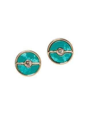 Vince Camuto Goldtone Crystal And Jasper Stud Earrings