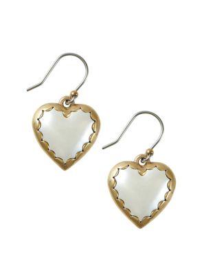 Lucky Brand Milagro Indigo Ranch Titanium & Faux Pearl Heart Drop Earrings