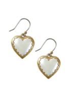Lucky Brand Milagro Indigo Ranch Titanium & Faux Pearl Heart Drop Earrings