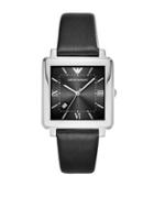 Emporio Armani Stainless Steel & Leather Single Strap Watch