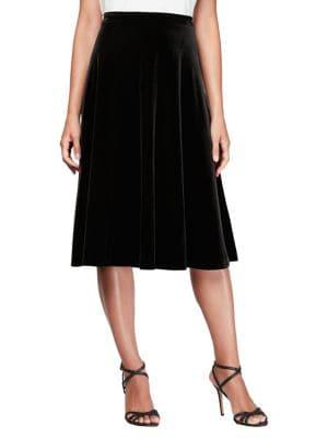 Alex Evenings Velvet A-line Midi Skirt