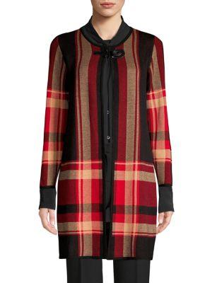 Kasper Plaid Toggle Longline Topper