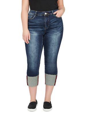 Addition Elle Love And Legend Plus Authentic Skinny Oversized Cuff Cropped Jeans