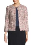 Tahari Arthur S. Levine Double-button Fringed Tweed Jacket