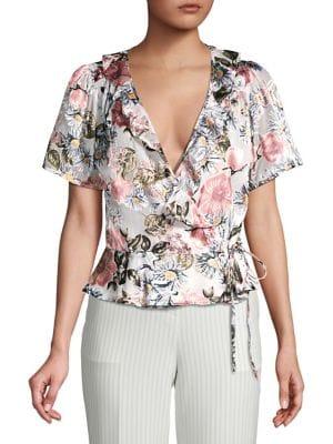 Astr The Label Floral-print Wrap Top