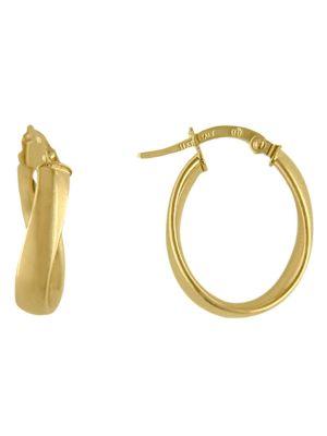 Lord & Taylor 14 Kt. Yellow Gold Twisted Polished Hoop Earrings