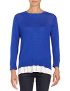 Calvin Klein Pleated Cotton Blend Sweater