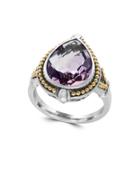 Effy 925 Teardrop Amethyst, 18k Yellow Gold And Sterling Silver Ring