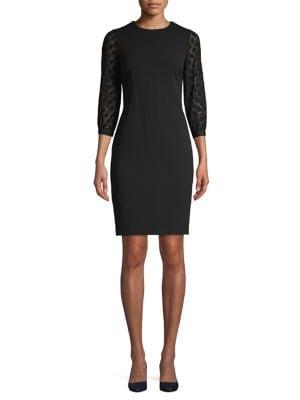 Karl Lagerfeld Paris Three-quarter Lace Sleeve Dress