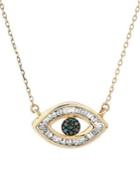 Adina Reyter Novelty 14k Yellow Gold & Baguette Diamond Evil Eye Pendant Necklace