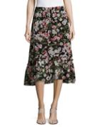 H Halston Floral Maxi Peasant Skirt