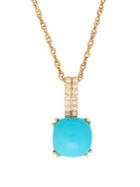 Lord & Taylor Turquoise Diamond & 14k Yellow Gold Pendant Necklace
