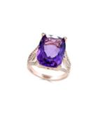 Effy Viola Diamond, Amethyst And 14k Rose Gold Ring, 0.26 Tcw