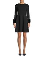 Calvin Klein Petite Faux Fur-trim Mini A-line Dress