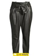 Only Faux-leather Belted Paperbag Pants