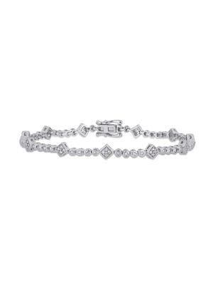 Sonatina Sterling Silver & 1 Tcw Diamond Station Link Bracelet