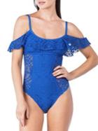 Kenneth Cole Reaction Cutout One-piece Off-the-shoulder Swimsuit
