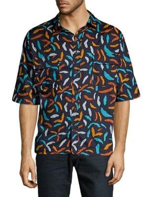 Boss Printed Button-front Short