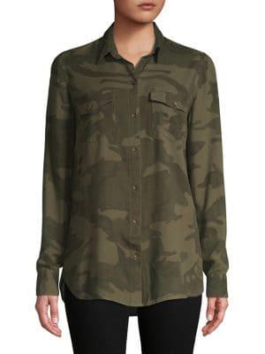 Jessica Simpson Camo Printed Button Down Blouse