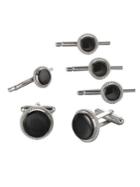 David Donahue Sterling Silver And Onyx Stud Set