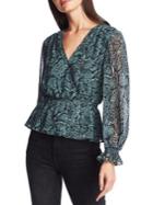 1.state Cinched Snake-print Surplice Top