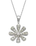 Lord & Taylor 14kt. White Gold And Diamond Flower Pendant Necklace