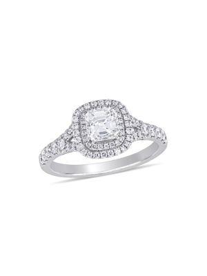 Sonatina 14k White Gold & Diamond Asscher-cut Double Halo Engagement Ring