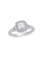 Sonatina 14k White Gold & Diamond Asscher-cut Double Halo Engagement Ring