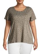 Vince Camuto Plus Leafy Calico Tee