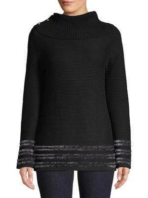 Karl Lagerfeld Paris Striped Knit Turtleneck