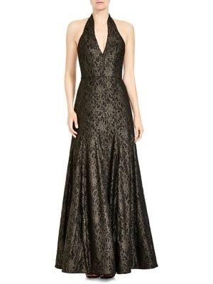 Halston Heritage Floral Lace Gown