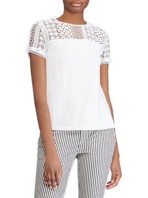 Lauren Ralph Lauren Lace-yoke Jersey Top