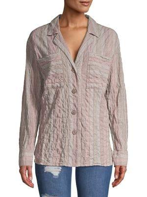 Free People Striped Long-sleeve Top