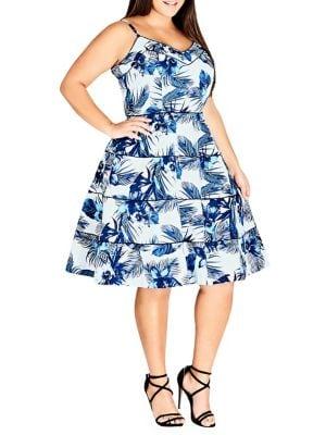 City Chic Plus Hawaii Floral Dress
