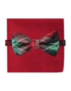 Susan G. Komen Knots For Hope Two-piece Plaid Bow Tie And Pocket Square Set