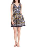 Vince Camuto Floral Border Crepe Fit-&-flare Dress
