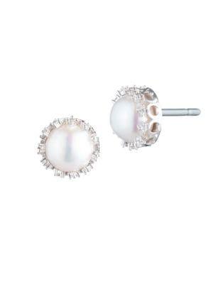 Carolee Rise & Shine Crystal & Pearl Stud Earrings