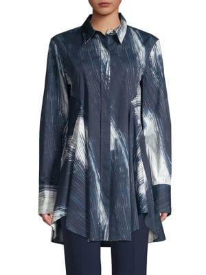 Donna Karan Printed Flowy Button-down Tunic