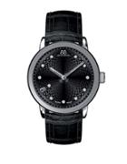 88 Rue Du Rhone Ladies' Double 8 Origin Black Leather Watch With Diamonds