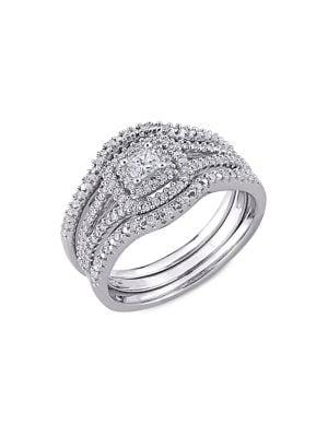 Sonatina Sterling Silver & Diamond 3-piece Stackable Engagement Ring