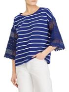 Lauren Ralph Lauren Striped Bell-sleeve Cotton Top