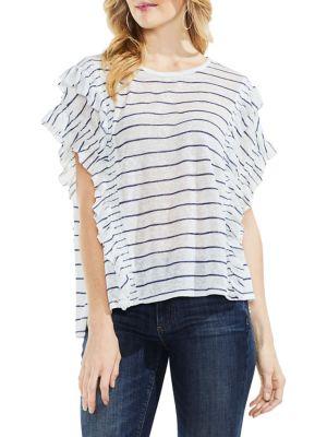 Vince Camuto Striped Ruffle Top