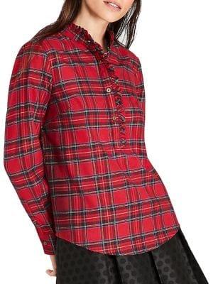 Brooks Brothers Red Fleece Ruffle Plaid Button Front Shirt